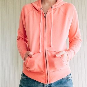 Aerie Coral Full Zip Up Hoodie Womens size XS